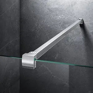 Frameless Shower Door Support Bar, Stainless Steel Wall-to-Glass Support Arm to Fixed Shower Glass Panel, for 1/4"-3/8" (6-10 mm) Door, 180 Pivot & Stow-Flat Mode (Brushed Nickel, 31.5-inch(800mm))