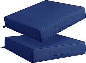 Codi 19x19'' Outdoor Chair Cushions Set of 2, Waterproof Seat Cushion for Patio Furniture with Handles & Adjustable Straps, Fade Resistant - Navy Blue