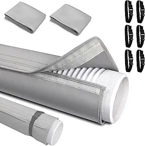 2 Pcs Portable AC Hose Insulation Sleeve - Insulated Cover Wrap for 5"-5.9" Diameter Exhaust Hoses with 6 Adjustable Buckle Straps for Easy Installation, Heat Reduction & Energy Saving