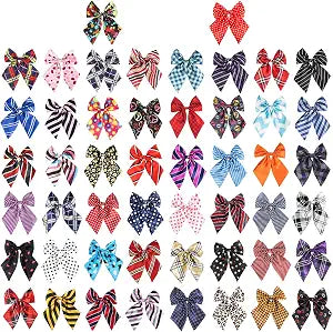 Segarty 50pcs Dog Bow Ties, Adjustable Bowtie Collars for Small Medium Dog, Comfortable Cats Neck Bow Tie Large Puppy Cute Neckties Pet Grooming Accessories for Birthday Wedding