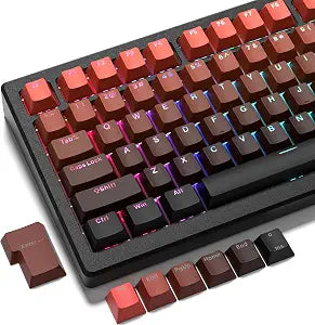 Womier PBT Keycaps, Gradation Red Keycaps Shine Through Keycaps 134 Keys