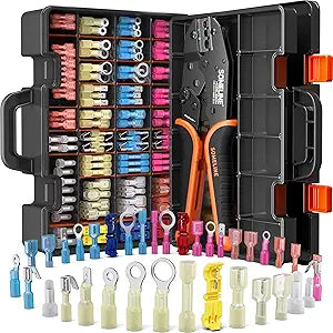 SOMELINE Crimping Tool for Heat Shrink Connectors Kit, 22-10 AWG Ratchet Crimping Pliers, with 36 Size Marine Grade Heat Shrink Terminals and Nylon Disconnect Terminals, Wire Crimping Tool Kit
