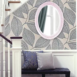 Howard Elliott Collection Queen Ann Oval Glossy Lilac Wall Mirror, Oval Bevelled Hanging Wood Framed Vanity Mirrors for Home Decor, Living Room, Bathroom, Bedroom, or Hallway, 25 x 33 Inch