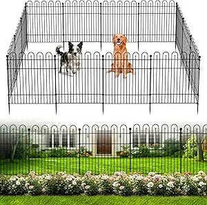 10 Panels Garden Fence Animal Barrier, 32 in (H) x23.6ft (L) Decorative Garden Fence, Rustproof Metal No Dig, Tall Garden Fencing, Dog Fence Outdoor for Yard, Patio