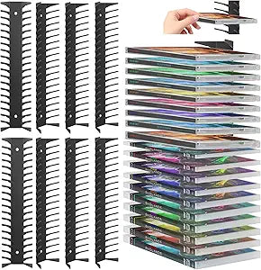 8 Pack DVD Shelf for Wall Mount, Floating Metal DVD Rack and Video Game Storage for Standard DVD CD Cases, Heavy-Duty Media Organizer Holder for PS, Xbox, Switch Game, Holds up to 152