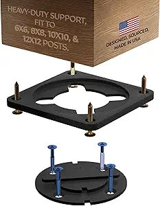 TurnPost 6x6, 8x8 to 12x12 Post Base Bracket  Heavy-Duty Pergola Brackets & Fence Post Anchor. Deck Post Base, Ground Anchor & Mailbox Mounting Bracket. Rust-Resistant Steel Hardware
