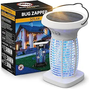 OnBeam Solar Bug Zapper Outdoor, Mosquito Zapper Outdoor Waterproof Electric Fly Zapper Rechargeable Mosquito Killer with Solar Panel, 4200V Fly Trap Indoor for Home Backyard, Patio, Garden, Camping