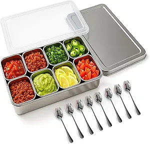 Stainless Steel Yakumi Pan, Yakumi Pans, Yakumi Mise En Place, Mise En Place Containers, Japanese Food Container, Condiment Containers, Multi Compartment Food Containers (8 Compartment)