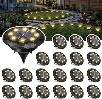SOLPEX Mini Solar Ground Lights, 20 Pack Pathway Solar Lights Outdoor Waterproof, Garden Lights for Driveway Walkway Yard Landscape (Warm White)