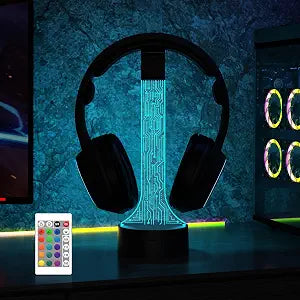 YuanDian Light up Headphone Stand for Desk, Gaming Headset Holder RGB with 16 Color Lights for Game Room Decor, Cool Gamer Gifts for Men Boyfriend PCB