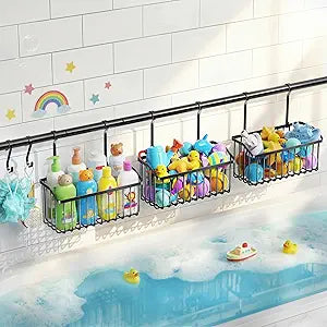 Bath Toy Storage, Quick Dry Bathtub Toys Organizer, 3 Pack Metal Bath Tub Toy Basket, Shower Caddy for Bathroom