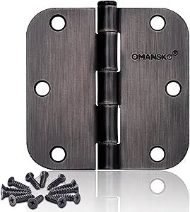 30 Pack Door Hinges, 3.5 x 3.5 Inch Oil Rubbed Bronze Hinges for Wood 5/8'' Radius Corners 3 1/2 Inch Interior Door Hinges for Residential Doors