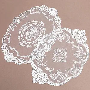 2 Pack Lace Doilies for Tables, 12x17 inch Retro Lace French Crochet Doilies Floret Embroidered Laces Farmhouse Placemats Vase Mat for Furniture Room Nightstand Decor