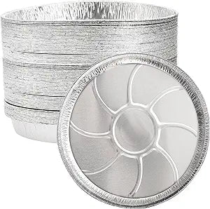 Frcctre 45 Pack 13 Inch Round Aluminum Foil Pans, Heavy Duty Disposable Round Tin Foil Pans Pizza Pans for Baking, Cooking, Storage, Roasting, Reheating - Freezer & Oven Safe