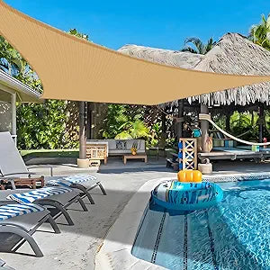 COOLBOYS 10'x 20' Sun Shade Sail Sand Rectangle UV Block Outdoor Shade Canopy Sunshade for Patio Lawn Garden Carport Backyard Deck Pergola