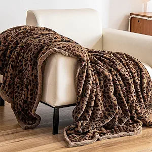 BOV Leopard Print Blanket for Cuddling - Reversible & Arm-Insert Layer Super Soft Rabbit Faux Fur & Flannel Cheetah Throw Blanket for Chair Couch Sofa, Thoughtful Throw Blankets for Women Gift 50"x60"