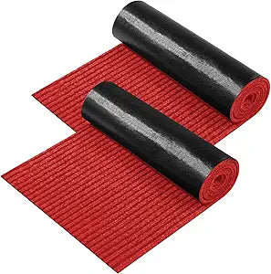 Nuanchu 2 Roll Large Semi Finished Outdoor Mat 16 x 79 Inch Narrow Door Mat Non Slip Boot Rugs Waterproof Carpet Roll for Bathroom Entryway Indoor Outdoor (Red)