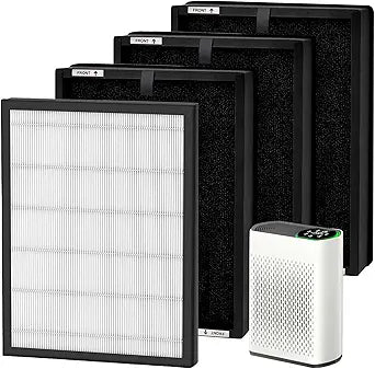 4 Pack HAP602 Replacement Filter for ECOSELF HAP602/HAP602WF Air Purifier, 3-IN-1 Filter Replacement, High-Efficient & Activated Carbon Filter for Home