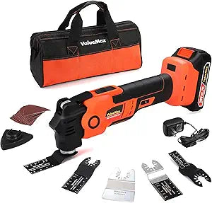 ValueMax 20V Cordless Oscillating Tool with Battery, 3.6Oscillation Angle Oscillating Saw, 6 Variable Speed Oscillating Multi Tool with Quick-Lock Change System, 16PCS Multitool Blades & Carrying Bag