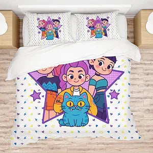 Allenjoy Cute Korean Anime Hunter Comforter Set with 1 Pillowcase for Girls Teens Women Fans Daughter Bedroom Nursery Bedding Room Decor, Machine Washable Durable Twin Size