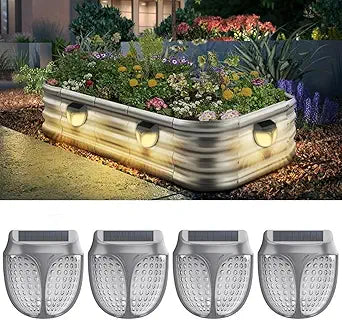 Raised Garden Bed Solar Lights Magnetic, IPX4 Waterproof Solar Lights Outdoor Dusk to Dawn, Solar Powered Garden Lights for Planter Raised Beds, 4 Pack