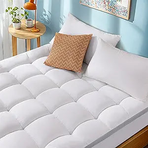 LIANLAM Memory Foam Mattress Pad Queen with Breathable Air Mesh Sides,Ergonomic Mattress Pad for Back Pain, Extra Thick Cooling Pillow Top with 6"-18" Deep Pocket(60"x80")