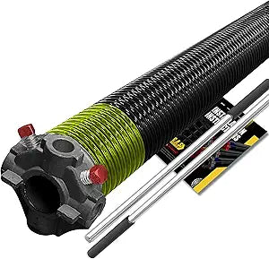 1.75" Garage Door Torsion Spring Replacement with Non-Slip Winding Bars for Right Side of Garage Door Black Cone - Heavy Duty Precision E-Coating 5-Year Warranty Minimum 30,000 Cycles (207x1.75x23)