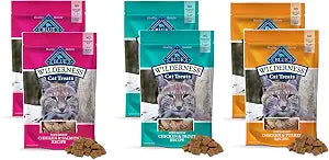 Buffalo Wilderness Soft Moist, Grain Free, Cat Treats, Variety Pack - 3 Flavors 2 Pack ( Chicken & Trout, Chicken & Salmon, Chicken & Turkey) - 2 Oz