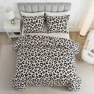 Caressma Safari Leopard Cheetah Print Comforter Set, King Size 3 Pieces for All Seasons, Ultra Soft Microfiber, Untamed Wilderness Style Comforter with Pillowshams