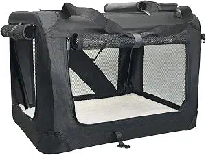 Fhiny Large Cat Carrier for 2 Cats, 24"x17"x17" Soft Dog Crate Collapsible Portable Travel Pet Carrier Bag Durable Breathable Foldable Kitten Carrier Bag for Cats Puppy Under 45 Lbs Black