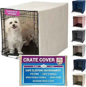 Pet Dreams Dog Crate Cover - Breathable Fabric Kennel Topper for Single-Door Crates, Fits iCrate Dog Cages 18, 24, 30, 36, 42, 48 Inches (Ivory, Large, 36")