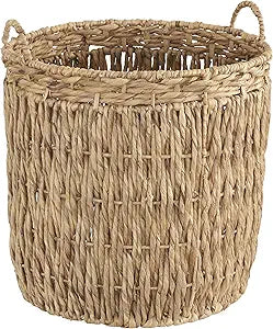 Household Essentials Brown Tall Round Wicker Storage Basket