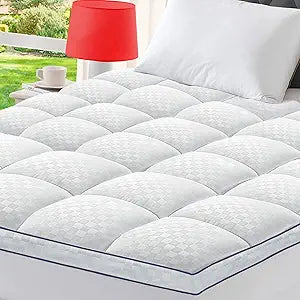 Bedluxury Queen Mattress Topper Extra Thick Pillowtop Mattress Pad Cover Cooling and Plush with 8-21 Inch Deep Pocket 3D Snow Down Alternative Fill