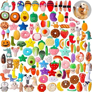 Libima 120 Pack Small Squeaky Dog Toys Bulk for Puppy Small Dogs Pets Cute Plush Stuffed Dog Toys Bundle Soft Pet Toys for Chewing and Teething, 120 Styles