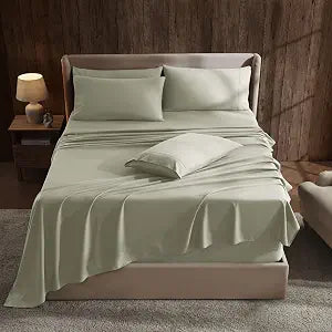 Hearth & Harbor Extra Deep Pocket Sheet Sets, Luxury Soft 6 Piece Bed Sheet Set Fits Mattress 18-24 Inches - Twin, Sage Green New