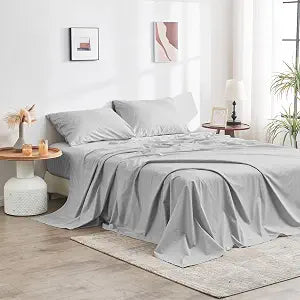 DOZ 100% GOTS Certified Organic Cotton Sheet Set, Crisp Percale Weave, Long Staple, Breathable, Matte Finish, Hotel Style, Durable, 3pc ��� 2 Pillowcases 1 Fitted (Dove, Queen)