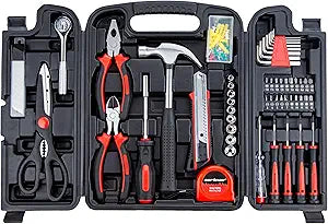 CARTMAN 140-Piece Home Tool Set, Basic Household Hand Tool Kit with Organized Storage Case - Essential Tools for Home Repairs & DIY Projects