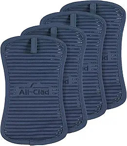 All-Clad Premium Pot Holder & Hot Pad: Heat Resistant to 500 Degrees - 100% Cotton, 10"x6.25" Hot Pad for Kitchen and Barbeque, 4-Pack, Indigo