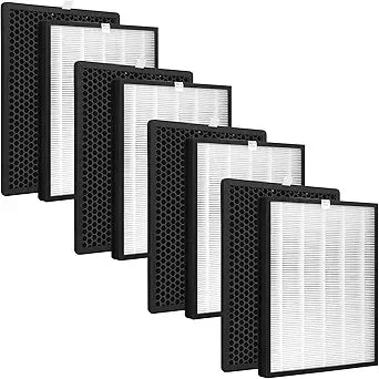 4 Sets Replacement Filters for Alexapure Breeze AP-B102 and 3049 Air Cleaner Purifier, 4 Main Filters and 4 Activated Carbon Filters