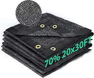 Kesfitt 70% Shade Cloth 20x30 ft, Breathable HDPE Mesh Sun Shade Tarp for Garden & Greenhouse, UV Resistant Outdoor Shade Fabric with Copper Grommets for Plants, Patio, Yard