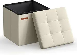SONGMICS Small Folding Storage Ottoman, 11.8 x 11.8 x 11.8 in