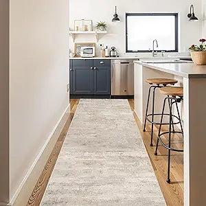 3x10 Washable Hallway Runner Rug - Indoor Modren Abstract Kitchen Carpet with Non Slip Backing Home Decor Long Rugs for Bedroom Laundry Entryway Ultra Soft Floor Mat for Bathroom 3x10 Beige