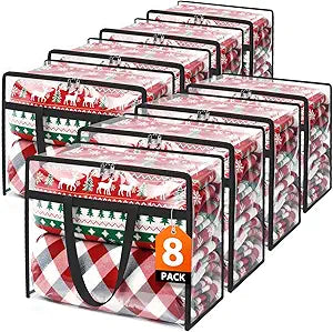 SpaceTrove Clear Clothes Storage Bags, 8 Pack Closet Organizers and Under Bed Storage Containers, Foldable Moving Bags with Zippers for Comforter, Blanket, Bedding, Duvet, PVC Packing Bags 90L