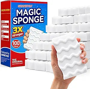 3X Density Magic Sponge Eraser, 100 Pack Melamine Sponge Cleaning Eraser Bulk, White Foam Magic Clean, Household Cleaning Sponges mr for Kitchen, Bathroom, Bathtub, Sink, Shoes & Wall Cleaner