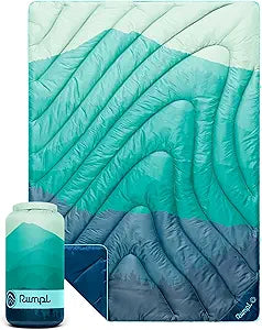 Rumpl Original Puffy Compact Throw Blanket for Camping and Outdoors, Seascape Ridge Mountains