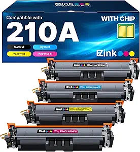 E-Z Ink 210A with Chip Compatible for HP 210A Toner Cartridges 4 Pack 210X to Use with HP Color LaserJet Pro MFP 4301fdw 4301fdn 4201dw Pro 4201dn 4201dw W2100A W2100X High Yield (BCMY)