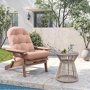 Amopatio Adirondack Chair Cushions 4" Thick Set - Outdoor Cushions for Patio Furniture, Contoured Design with Anti-Slip Straps & Water-Resistant Fabric for Adirondack Chairs, Khaki
