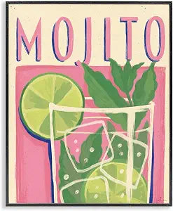 Retro Mojito Cocktail, 11 x 14 Inch Framed Gicle Print