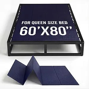 10mm Bunkie Board (60x80 Queen XL) Lightweight Design | Low Profile Bed Support, Breathable, Noise Minimizing, Moisture Resistant | Folding Box Support Board | Split Fully Assembled
