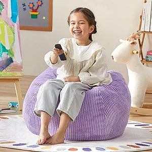 Hobestluk 2.5FT Bean Bag Chair Beanbags Small Bean Bag Chair with Filler Included Teardrop Bean Bag with Removable Cover for Bedroom Living Room (Small, Purple)